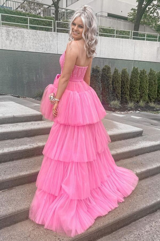 High Low Straps Prom Dress