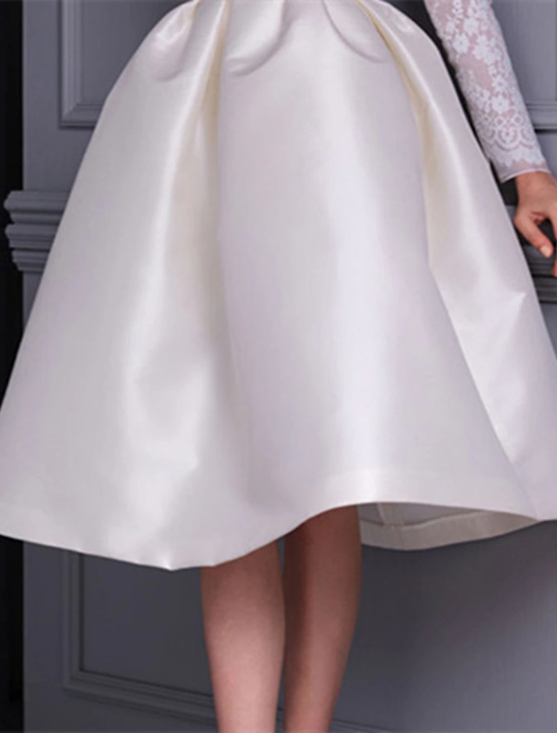 A-Line Cocktail Evening Dresses Elegant Dress Wedding Party Birthday Knee Length Long Sleeve Jewel Neck Fall Wedding Guest Satin
