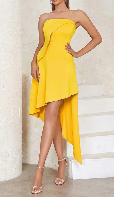 Strapless Sleeveless Bandeau High-low Dress