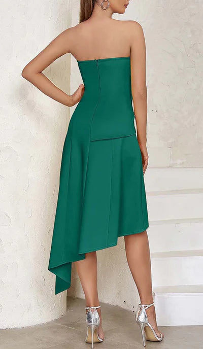 Strapless Sleeveless Bandeau High-low Dress