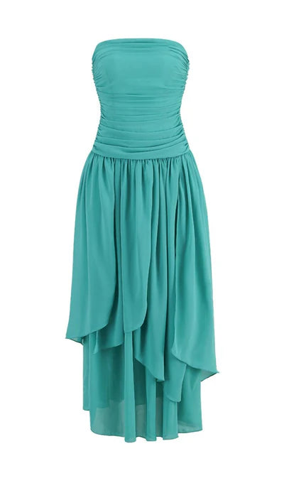 Strapless Ruched High Split Prom Dress