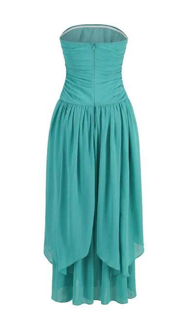 Strapless Ruched High Split Prom Dress