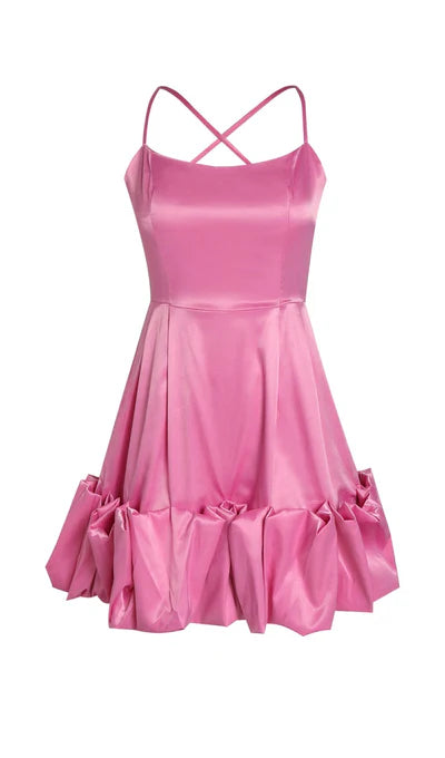 Vestido de satén sin tirantes, con espalda descubierta y tirantes finos hasta la rodilla para fiesta de graduación y regreso a casa