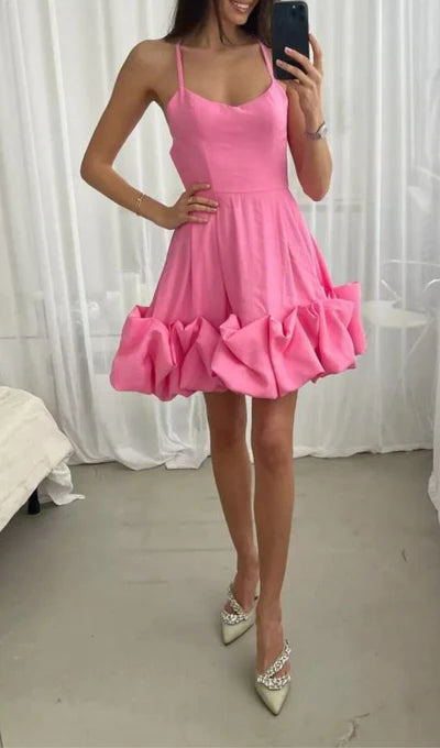 Vestido de satén sin tirantes, con espalda descubierta y tirantes finos hasta la rodilla para fiesta de graduación y regreso a casa