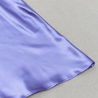 Vestido de fiesta de satén con cuello halter sin mangas