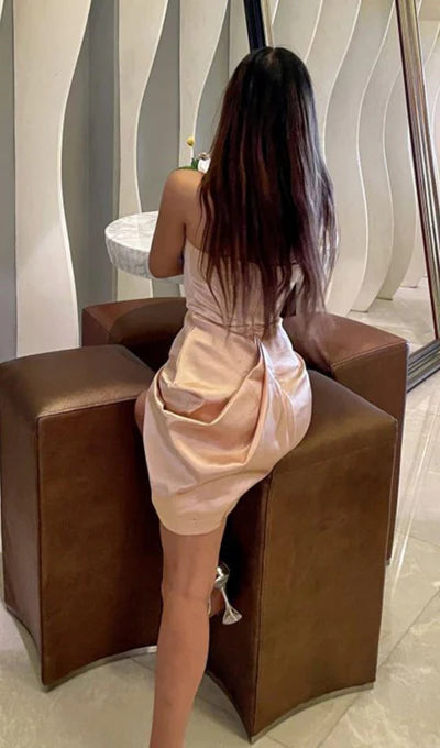 Off-the-Shoulder Draped Strapless Prom Dress