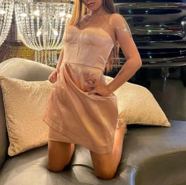 Off-the-Shoulder Draped Strapless Prom Dress