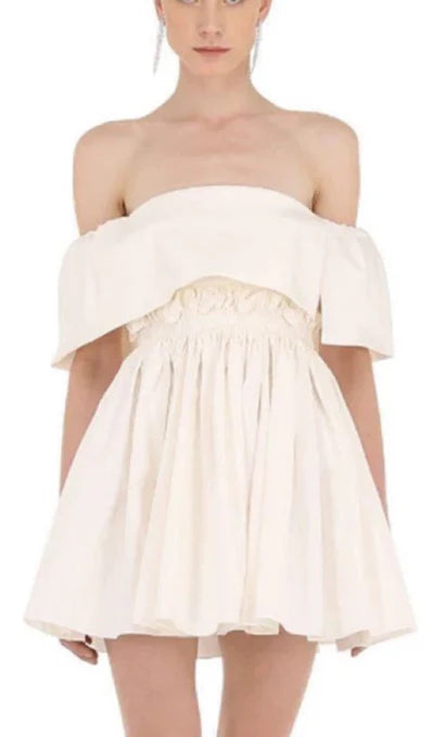 Off-the-Shoulder Strapless Fluffy Prom Dress