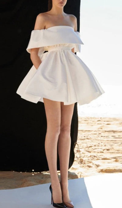 Off-the-Shoulder Strapless Fluffy Prom Dress