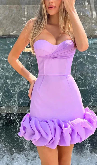 Spaghetti Straps Ruffled Corset Short Prom Dress