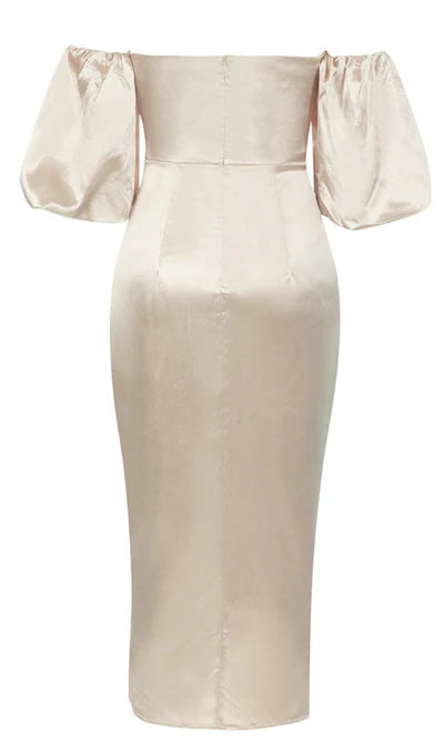 Off-the-Shoulder Satin Draping Prom Dress