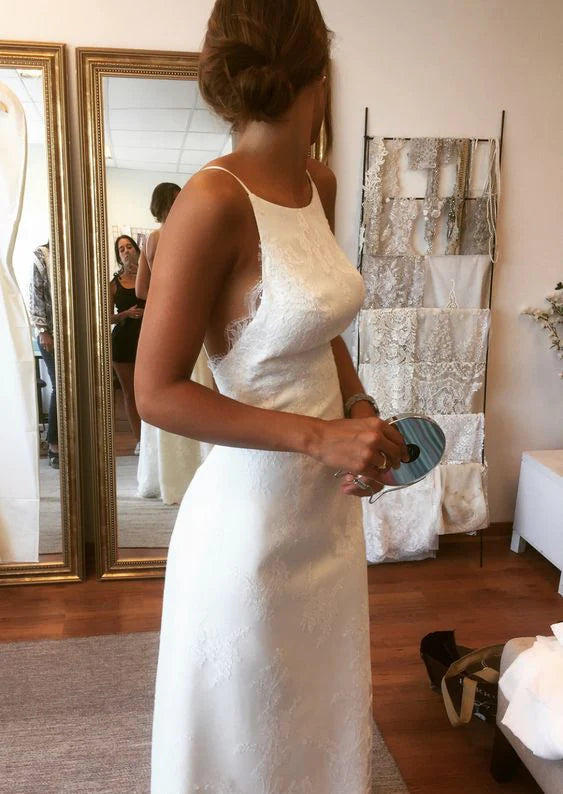 Spaghetti Straps Backless Party Prom Gown