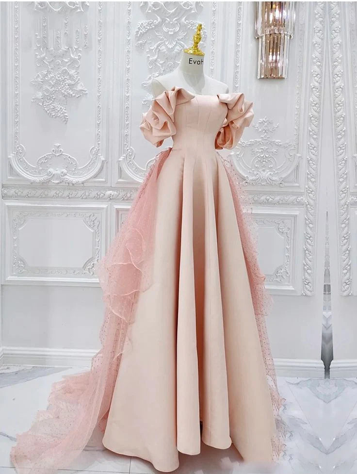 Strapless Unique Off-the-Shoulder prom dress