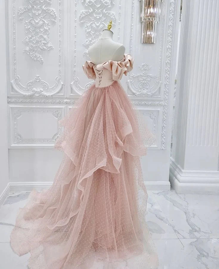 Strapless Unique Off-the-Shoulder prom dress