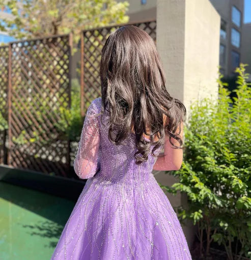 Robe de soirée asymétrique à perles