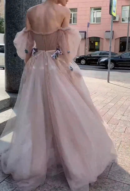 Robe de bal longue et élégante, sexy et à épaules dénudées