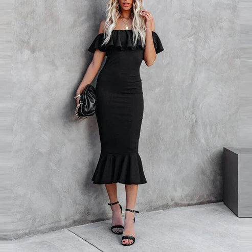 Robe de bal élégante et simple à volants, asymétrique et sexy