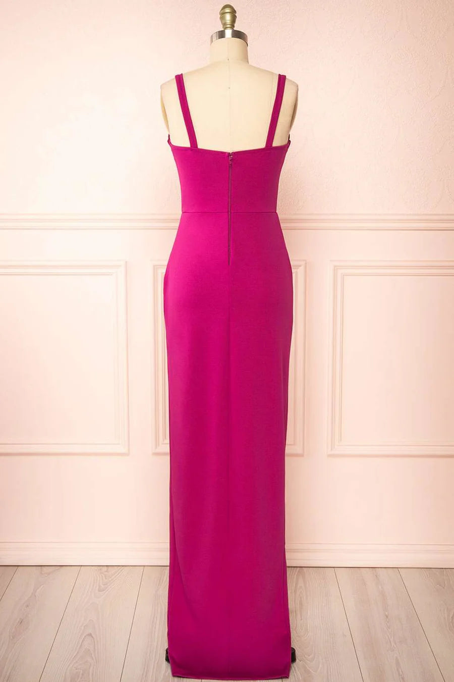 Square Neck Off Sleeves Corset Top Straps Prom Dress with Slit