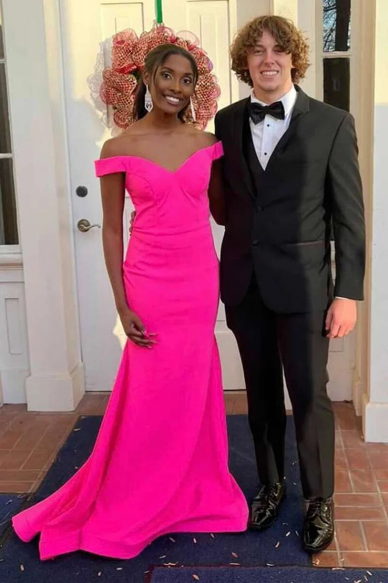 Elegant Off-the-Shoulder Backless Trumpet Prom Dress