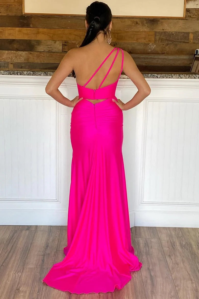 Vestido de fiesta de sirena con un solo hombro
