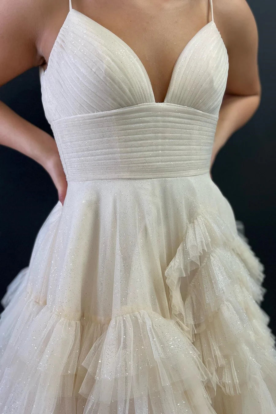 Weitese Dress Formal Women's Dresses High-Waist Tiered with Ruffles Tulle Party Dress Prom Dresses Shops