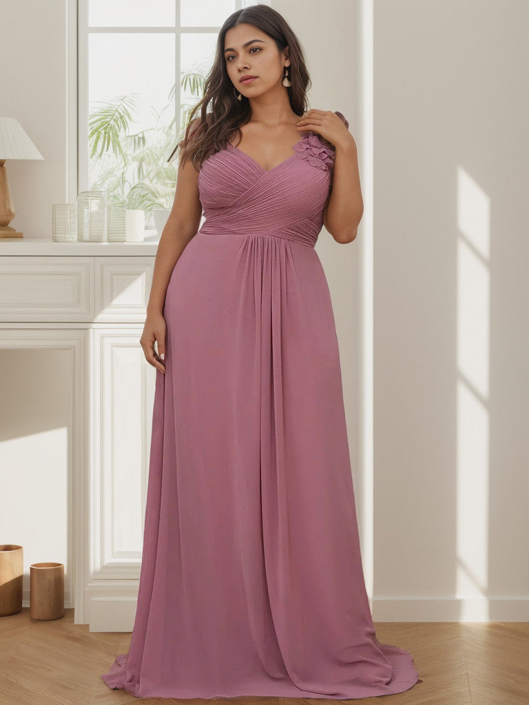 Robe de demoiselle d'honneur longue en mousseline de soie à une épaule Weitese grande taille