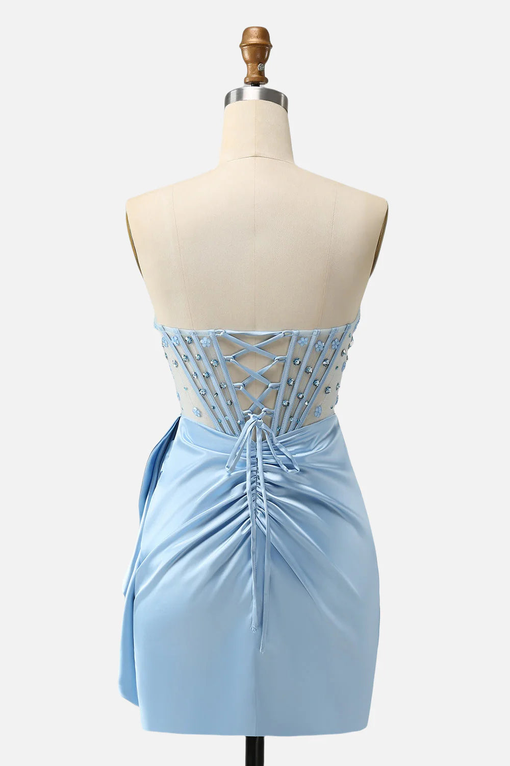 Weitese Dress Blue Beaded Ruched Bodycon Short Dress with Shawl Homecoming Dress