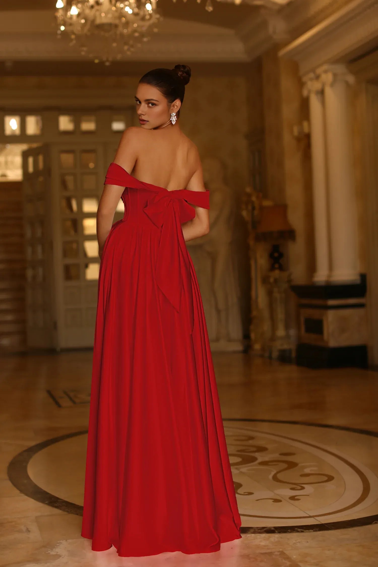 Weitese Dress A Line Long Pleated Formal Prom Dress Off the Shoulder Floor-Length Sleeveless Evening Dress