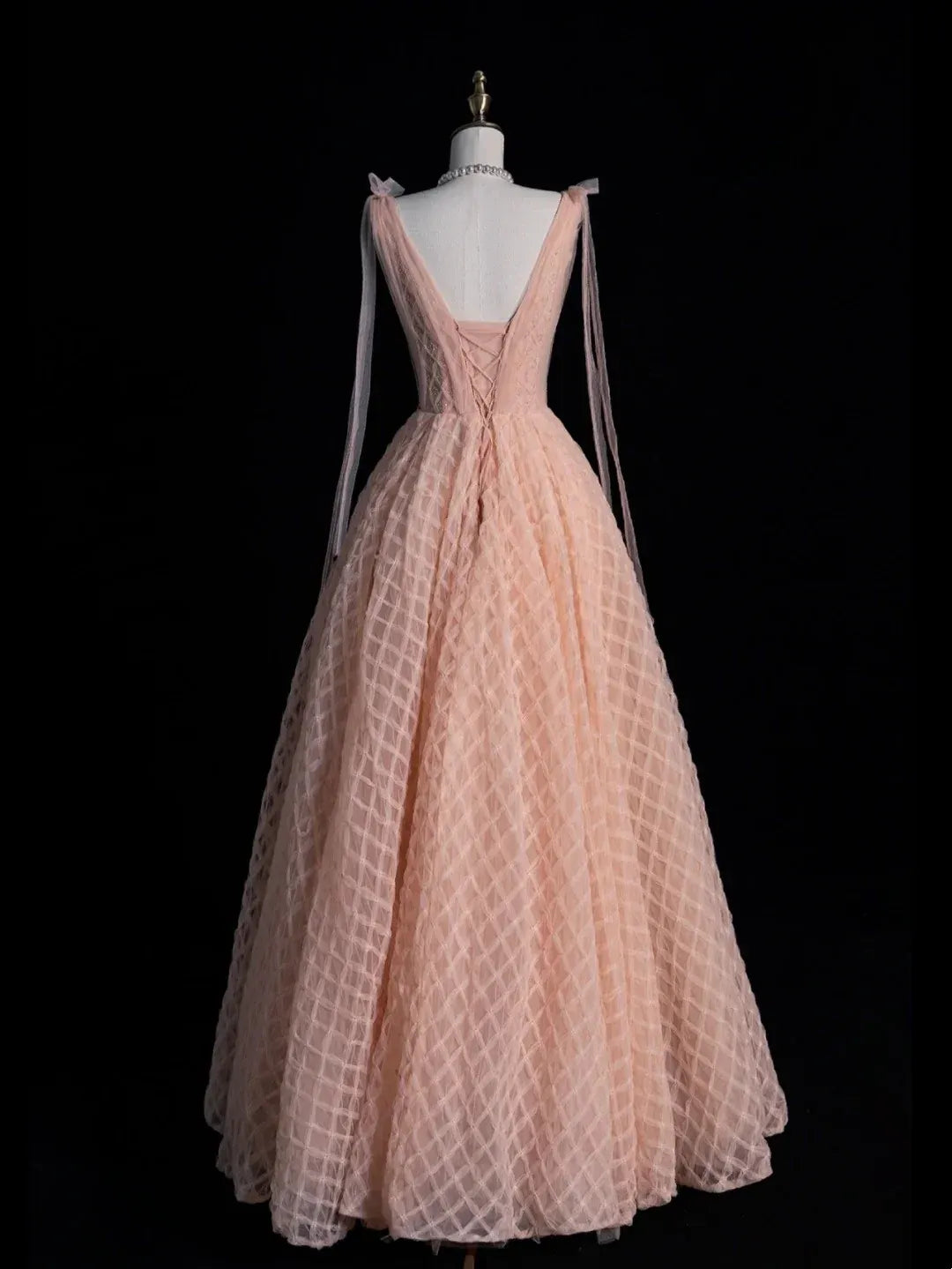 Romantic Ball Gown V-Neck Spaghetti Strap Lace-Up Back Floor-Length Wedding Dress
