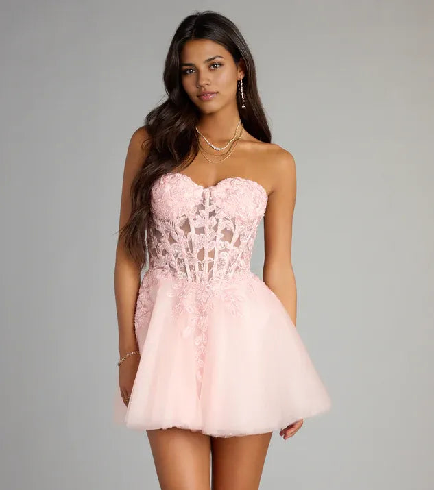 Romantic A-Line sweetheart Neck Sleeveless Backless Short-Mini Homecoming Dresses