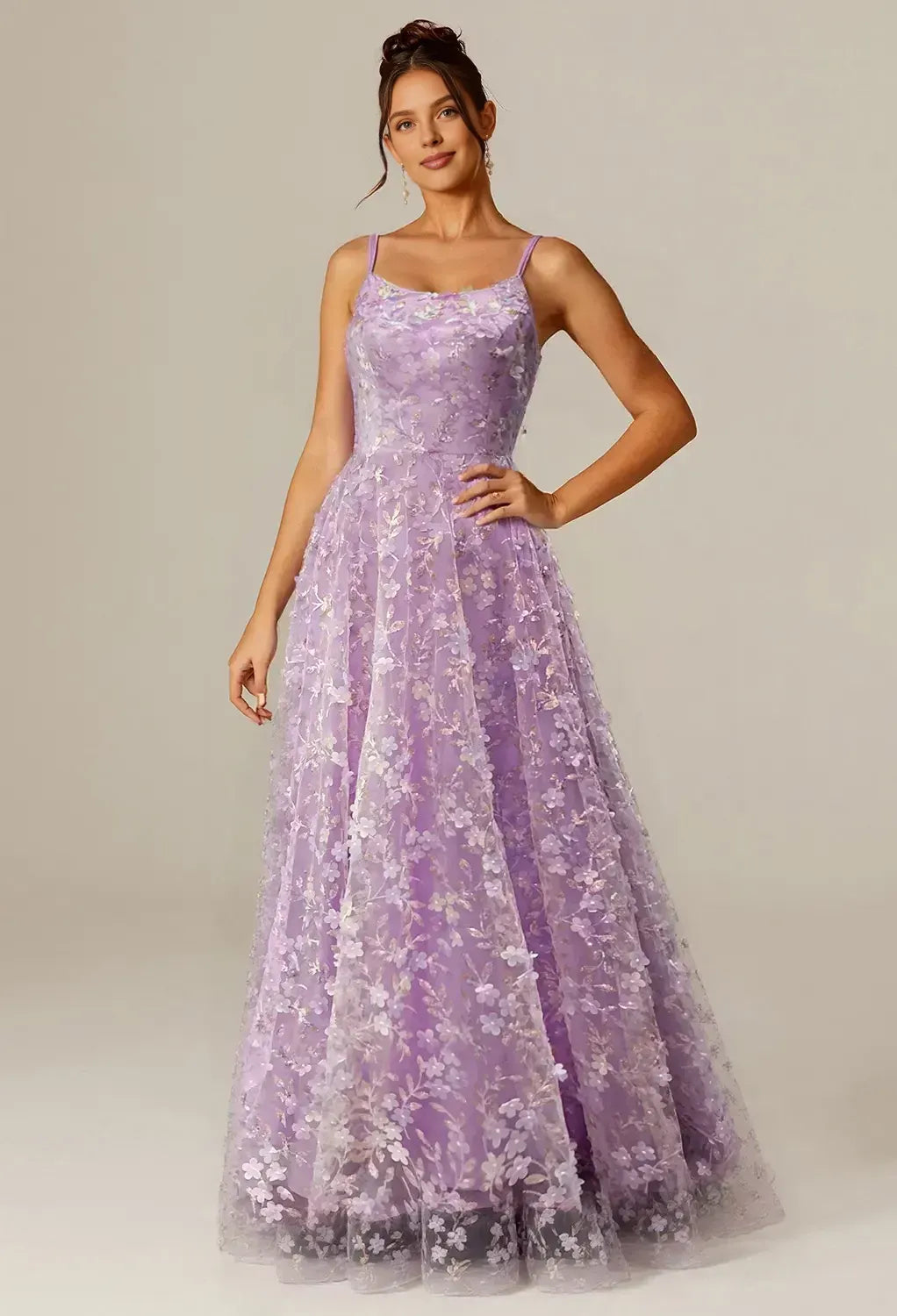 Romantic A-line U Neck Sleeveless Pleated Tulle Floor Length Prom Dress