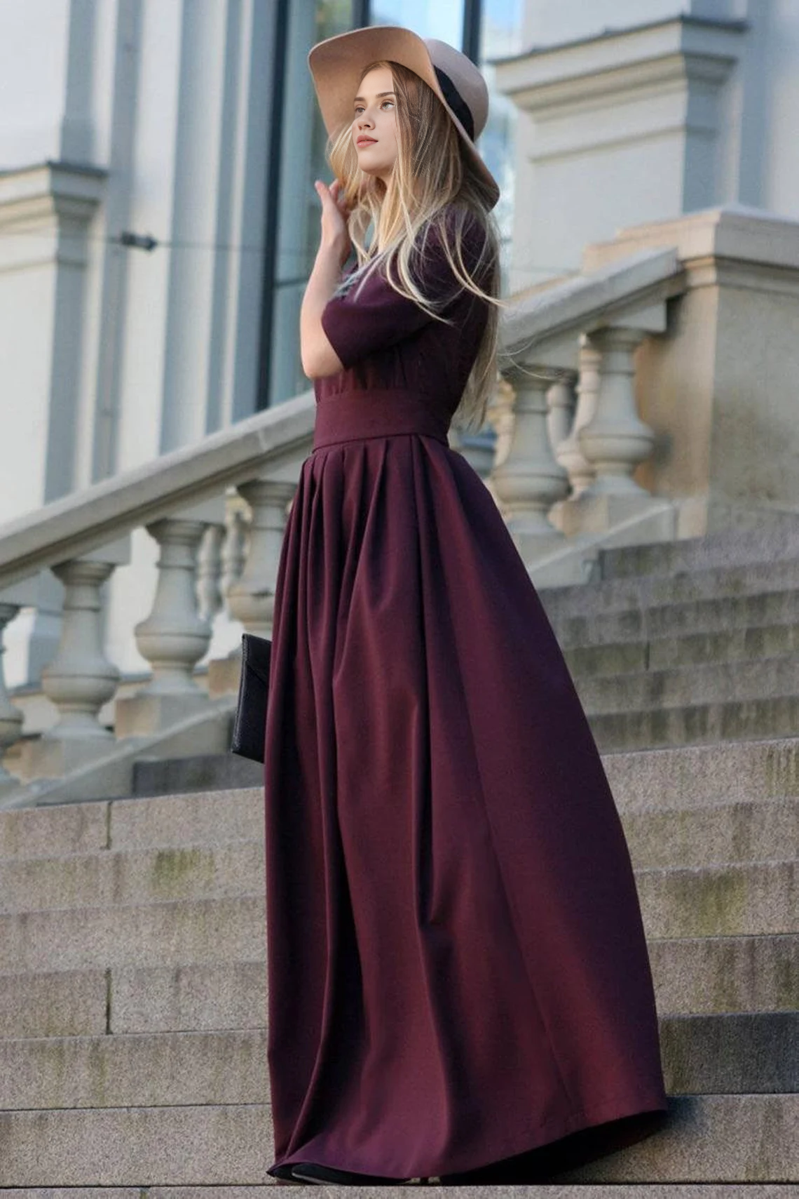 Robe de soirée romantique à manches courtes et col en V, longueur au sol, coupe trapèze, pour demoiselle d'honneur 