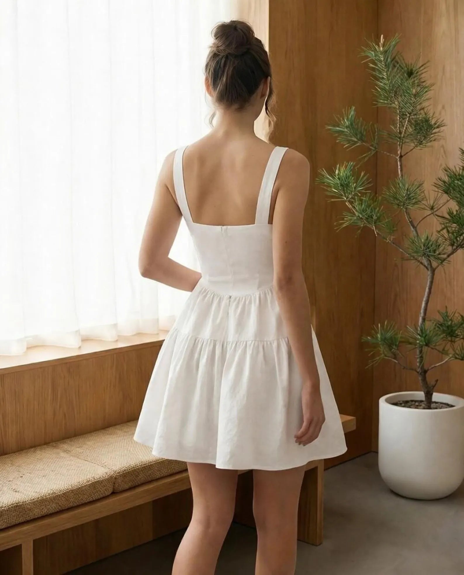 Romantic A-Line Square Neck Tiered Ruffled White Mini Homecoming Dress