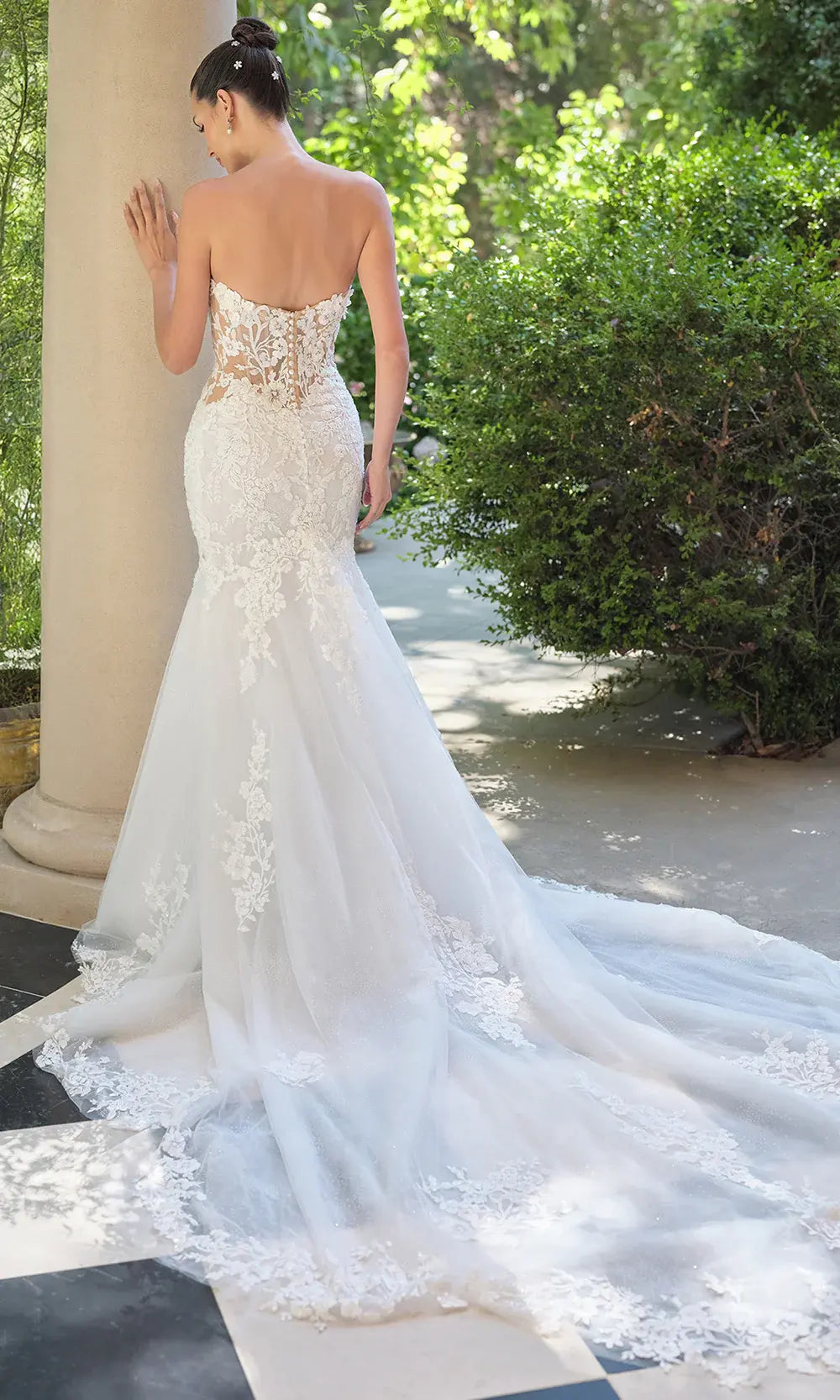 Romantic Mermaid Sweetheart Off-Shoulder Long Sleeve Illusion Tulle Off-White Floor-Length Wedding Dress