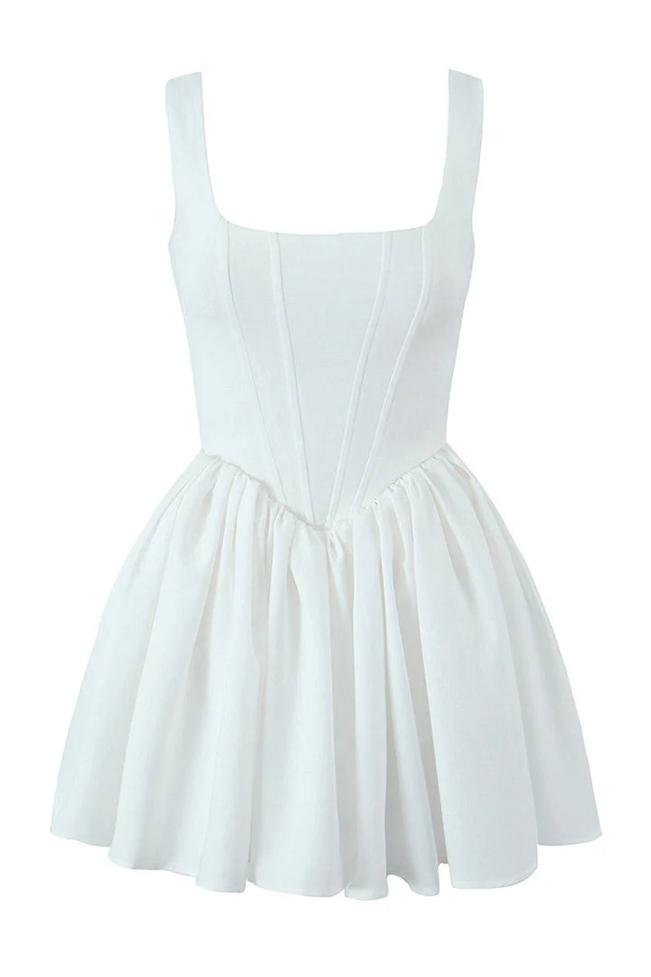 Round Neck Sleeveless Corset White Short Homecoming Dress