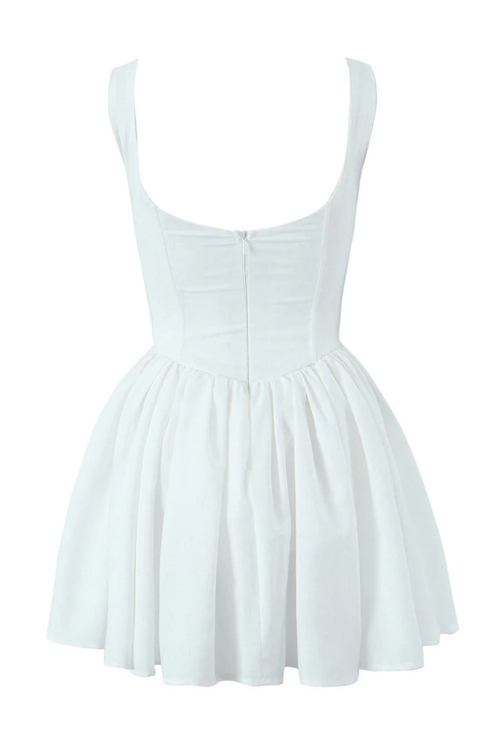 Round Neck Sleeveless Corset White Short Homecoming Dress