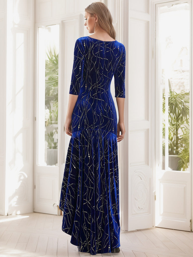 Vestido de fiesta de terciopelo con corte alto y bajo ajustado para mujer de Weitese