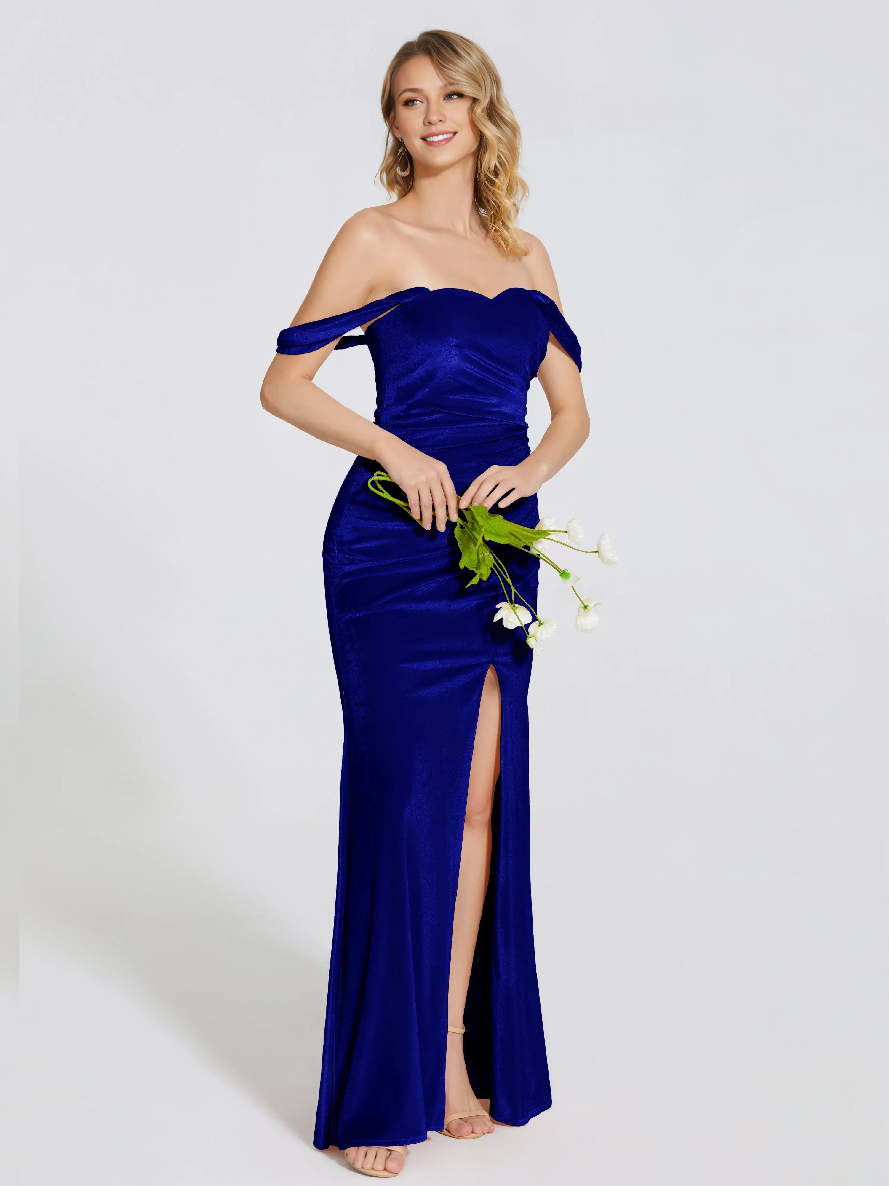 Chic Trumpet Off Shoulder Sleeveless Backless Floor-Length Prom Dress