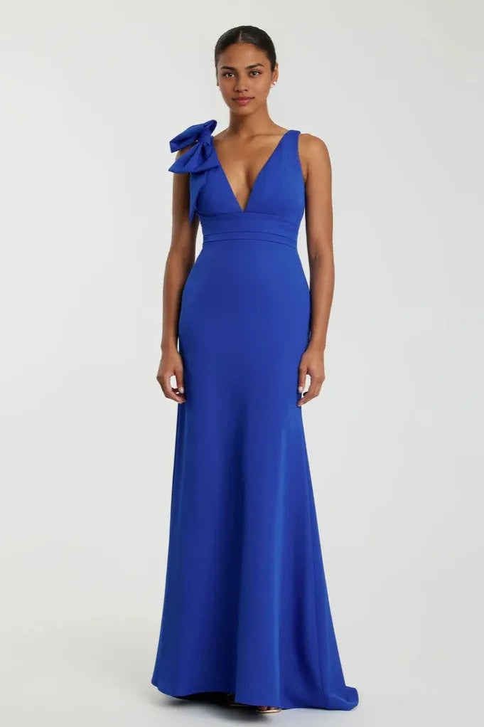 Chic Mermaid/Trumpet V Neck Sleeveless V Back Floor-Length Prom Dress