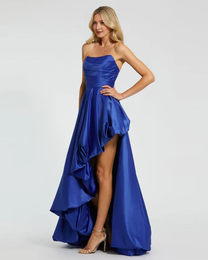 Fashion A-Line/Princess Strapless Sleeveless Zipper Up Sweep/Brush Train Prom Dress