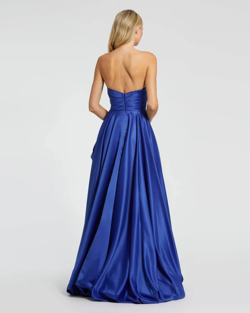 Fashion A-Line/Princess Strapless Sleeveless Zipper Up Sweep/Brush Train Prom Dress