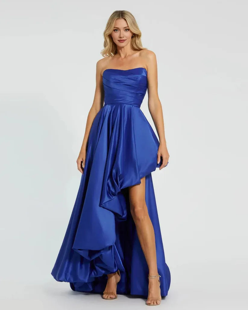 Fashion A-Line/Princess Strapless Sleeveless Zipper Up Sweep/Brush Train Prom Dress
