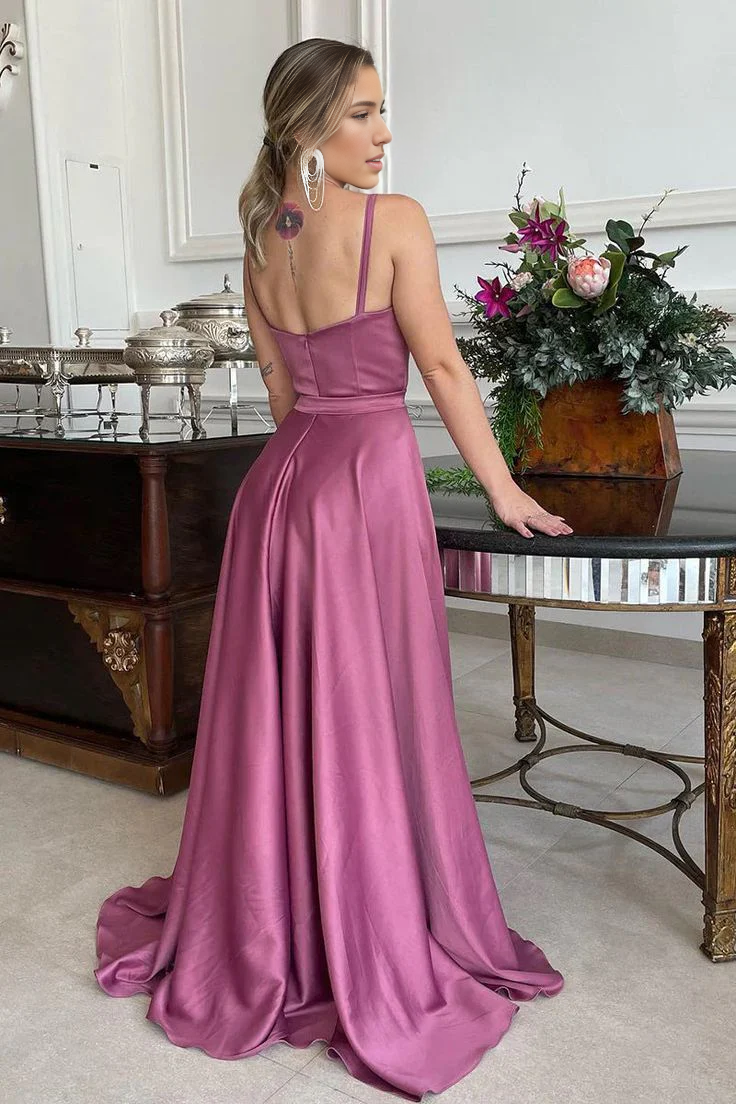 Weitese Formal Women's Dresses A Line Spaghetti Straps Sweetheart Ruched Long Bridesmaid Dress Prom Dress Prom Clothing