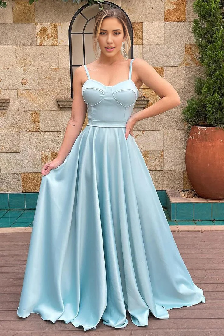 Weitese Formal Women's Dresses A Line Spaghetti Straps Sweetheart Ruched Long Bridesmaid Dress Prom Dress Prom Clothing