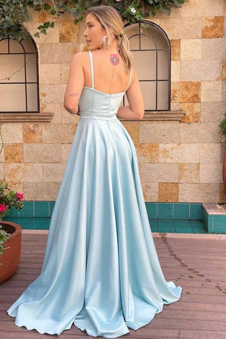 Weitese Formal Women's Dresses A Line Spaghetti Straps Sweetheart Ruched Long Bridesmaid Dress Prom Dress Prom Clothing