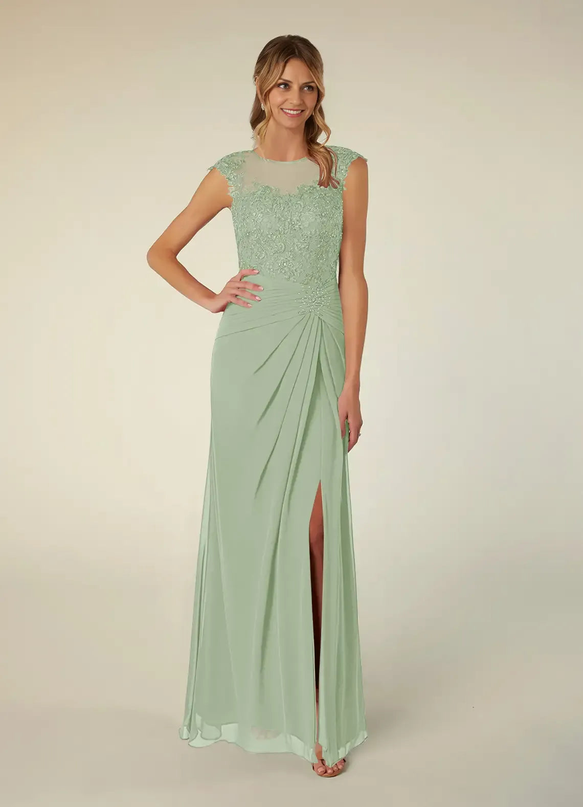 Weitese Dress Black A-Line Scoop Neck Sequins Chiffon Mother of the Groom Dresses Elegant Illusion Cap Sleeves Leg Slit Evening Dress