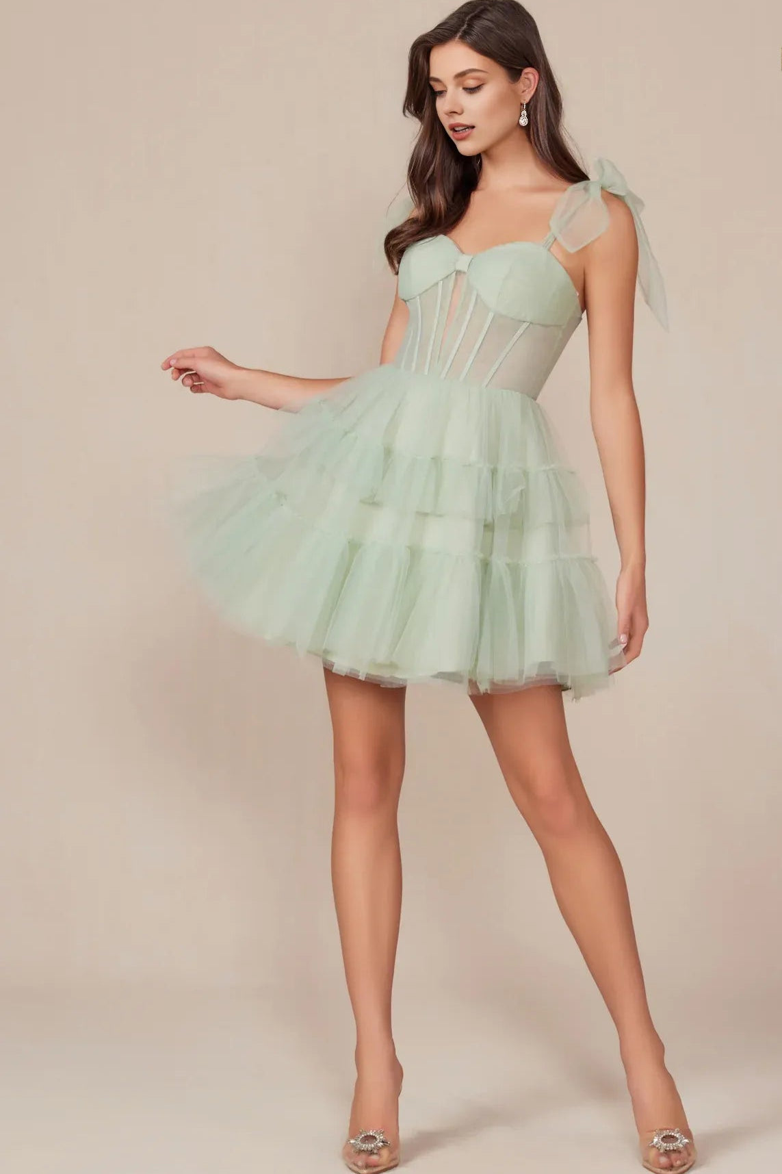 Weitese Dress A Line Fuchsia Tiered Cocktail Dress Lace Up Strapless Back Zip Up Sleeveless Homecoming Dress