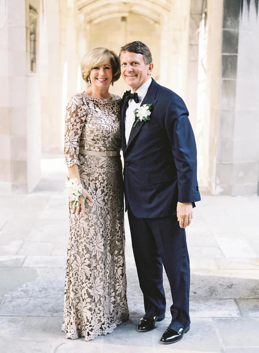 Sash/Ribbon/Belt Scoop 3/4 Sleeves Floor-Length Mother of the Bride Dresses