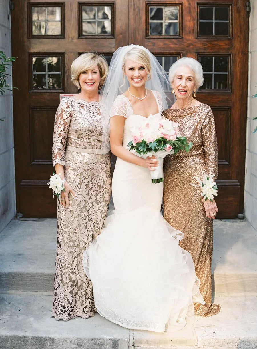Sash/Ribbon/Belt Scoop 3/4 Sleeves Floor-Length Mother of the Bride Dresses