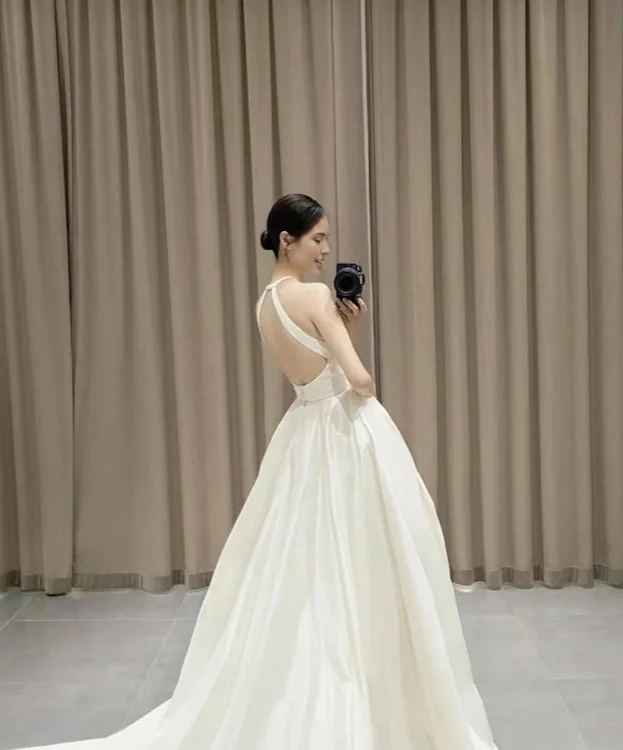 Robes de soirée Weitese, robe de bal longue blanche élégante en satin à col licou, coupe trapèze, robes de bal, boutiques, robes formelles pour femmes 